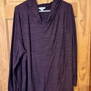 Terra & Sky Purple Cowl Neck Sweater Lightweight Knit